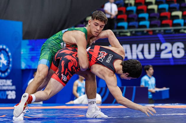 U17, U 17 Wrestling World Championships 60kg GR - Giorgi Chachua (GEO) df. Milan Budai (HUN) *** U17 Wrestling World Championships, 60 kg Greco-Roman: Giorgi Chachua (GEO) def. Milan Budai (HUN) Copyright: xKostadinxAndonovx UWW-U17-WC-BAKU-2026