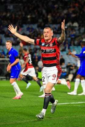 RECORD DATE NOT STATED 28th July 2026, Accor Stadium, Sydney, New South Wales, Australia; Friendly Football, Chelsea versus Western Sydney Wanderers; Anthony Pantazopoulos of Western Sydney Wanderers appeals to linesman KevinxManning