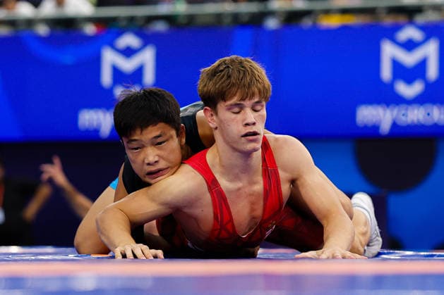 U17, U 17 Wrestling World Championships 55kg GR - Diyar Amanali (KAZ) df. Keve Vazul Kovacs (HUN) *** U17 Wrestling World Championships, 55 kg Greco-Roman: Diyar Amanali (KAZ) defeated Keve Vazul Kovacs (HUN) by fall Copyright: xKostadinxAndonovx UWW-U17-WC-BAKU-2026