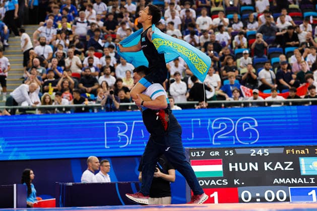 U17, U 17 Wrestling World Championships 55kg GR - Diyar Amanali (KAZ) *** U17 Wrestling World Championships, 55 kg Greco-Roman: Diyar Amanali (KAZ) Copyright: xKostadinxAndonovx UWW-U17-WC-BAKU-2026