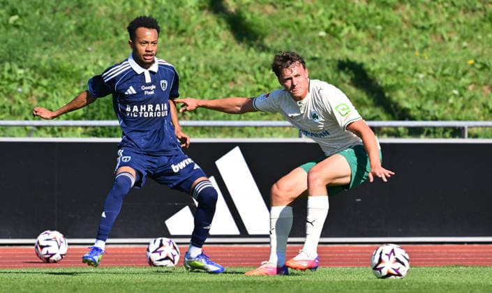 28.07.2026 - Fussball - Saison 2026 2027 - Testspiel Freundschaftsspiel Vorbereitungsspiel - Paris FC - SpVgg Greuther Fürth ( Kleeblatt ) - - Sportfoto Zink - xwoxzix - regulations prohibit any use of photographs as image sequences and or quasi-video - only for editorial use - El Hadary Raherriniaina (30, Paris FC) Lukas Reich (2, SpVgg Greuther Fürth ) *** July 28, 2026 Soccer Season 2026–2027 Exhibition Match Friendly Match Preseason Match Paris FC SpVgg Greuther Fürth Kleeblatt Sports Photo Zink xwoxzix Regulations prohibit any use of photographs as image sequences and or quasi-video; for editorial use only. El Hadary Raherriniaina 30, Paris FC; Lukas Reich 2, SpVgg Greuther Fürth