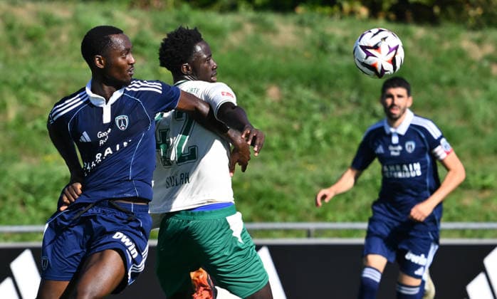 28.07.2026 - Fussball - Saison 2026 2027 - Testspiel Freundschaftsspiel Vorbereitungsspiel - Paris FC - SpVgg Greuther Fürth ( Kleeblatt ) - - Sportfoto Zink - xwoxzix - regulations prohibit any use of photographs as image sequences and or quasi-video - only for editorial use - Yoan Kore (25, Paris FC) Omar Sillah (42, SpVgg Greuther Fürth ) *** July 28, 2026 Soccer Season 2026–2027 Exhibition Match Friendly Match Preseason Match Paris FC SpVgg Greuther Fürth Kleeblatt Sports Photo by Zink xwoxzix; regulations prohibit any use of photographs as image sequences and or quasi-video; for editorial use only. Yoan Kore 25, Paris FC; Omar Sillah 42, SpVgg Greuther Fürth