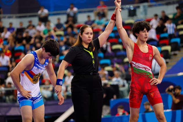 U17, U 17 Wrestling World Championships 65kg GR - Imre Juhasz (HUN) df. Vazgen Mnatsakanyan (ARM) *** U17 Wrestling World Championships, 65 kg Greco-Roman: Imre Juhasz (HUN) def. Vazgen Mnatsakanyan (ARM) Copyright: xKostadinxAndonovx UWW-U17-WC-BAKU-2026