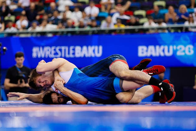 U17, U 17 Wrestling World Championships 65kg GR - Shamil Labazanov (RUS) df. Ibrahim Nasibov (UKR) *** U17 Wrestling World Championships, 65 kg Greco-Roman: Shamil Labazanov (RUS) defeated Ibrahim Nasibov (UKR) Copyright: xKostadinxAndonovx UWW-U17-WC-BAKU-2026