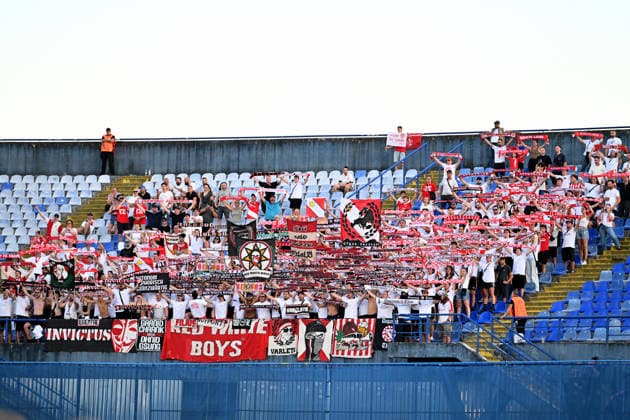 ZAGREB; CROATIA - JULY 28: Thun Fans before the UEFA Champions League QR-2 second match between Dinamo Zagreb (CRO) and Thun (SUI) at Stadion Maksimir, Zagreb on July 28, 2026 in Zagreb, Croatia. (Photo by Igor Kupljenik Sports Press Photo).  Copyright: xIgorxKupljenikx xSPPx Sportspressphoto_SPR198034