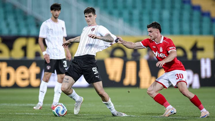 Football - UEFA Conference League - Second qualifying round - FC CSKA 1948 - FC Spartak Trnava - 28.07.2026 Jules Meyer and Marin Lausic Copyright: xYulianxTodorovx