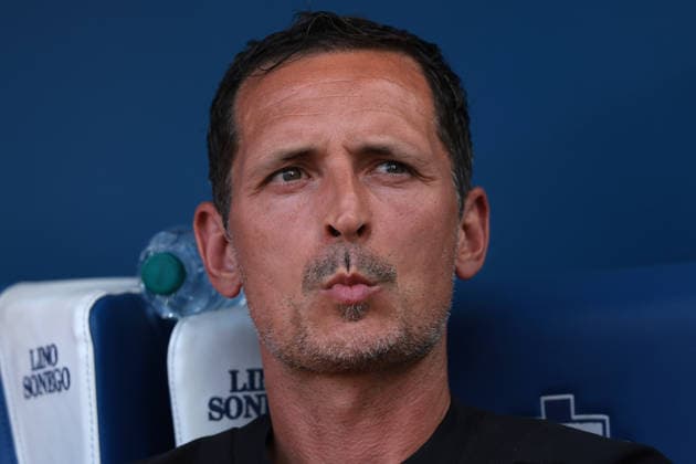 Como, Italy, 28th July 2026. Dino Toppmoller Head Coach of Racing Club de Lens reacts prior to the Crystal Palace vs Racing Club de Lens Pre Season Friendly match at Stadio Giuseppe Sinigaglia, Como. Picture credit should read: Jonathan Moscrop Sportimage EDITORIAL USE ONLY. No use with unauthorised audio, video, data, fixture lists, club league logos or live services. Online in-match use limited to 120 images, no video emulation. No use in betting, games or single club league player publications. SPI_004_JM_PALACE_LENS SPI-4866-0004