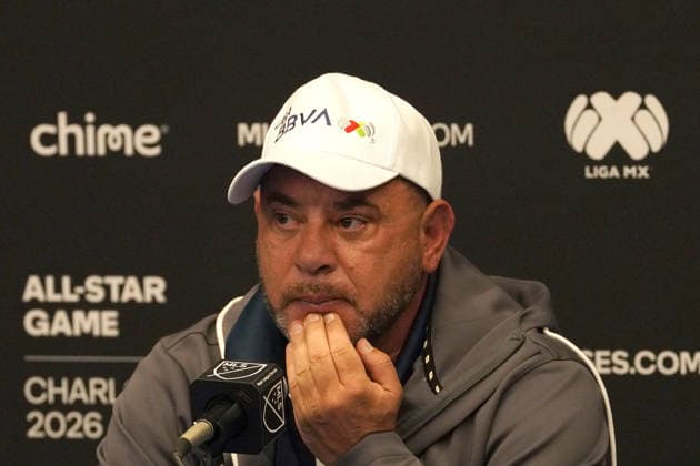 Liga MX coach Antonio Mohamed reacts during a press conference, PK, Pressekonferenz in Charlotte, United States, 28 July 2026. The 2026 All-Star Game between MLS, Fussball Herren, USA and Liga MX All-Stars will be played on July 29, 2026, at Bank of America Stadium. Friendly Match: MLS vs. Liga MX All-Stars !ACHTUNG: NUR REDAKTIONELLE NUTZUNG!  Copyright: xKennethxFernándezx AME3706 20260728-55021015396_1