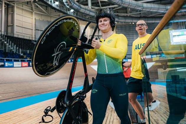 Glasgow 2026 Commonwealth Games Picture by Alex Whitehead SWpix.com - 28 07 2026 - Glasgow 2026 Commonwealth Games - Track cycling, Rad, Radsport, Bahnrad, Bahn and Para Track Cycling - Sir Chris Hoy Velodrome, Glasgow, Scotland - Training - Tayte Ryan of Australia Glasgow Sir Chris Hoy Velodrome Scotland Copyright: x xSWpix.comx(t axPhotographyxHubxLtd)xAlexxWhitehead SWpix.comx SWP-3030-15586