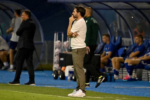 ZAGREB; CROATIA - JULY 28: Gian-Luca Privitelli head coach of Thun during the UEFA Champions League QR-2 second match between Dinamo Zagreb (CRO) and Thun (SUI) at Stadion Maksimir, Zagreb on July 28, 2026 in Zagreb, Croatia. (Photo by Igor Kupljenik Sports Press Photo).  Copyright: xIgorxKupljenikx xSPPx Sportspressphoto_SPR198058