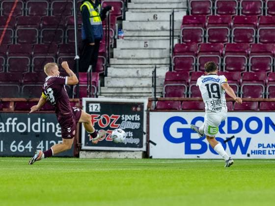 Simon Seidl, of SK Sturm Graz scores the opening goal during the Hearts v Sturm Graz second leg of their Champions League second qualifying round at Tynecastle Stadium on Tuesday 28th July 2026 Heart of Midlothian v Sturm Graz, UEFA Champions League, 2nd Qualifying Round, 2nd Leg, Football, Tynecastle Park, Edinburgh, Scotland, UK - 28 Jul 2026Edinburgh Tynecastle Park Scotland United Kingdom  Copyright: xAlanxRennie Shutterstockx 17015998cf