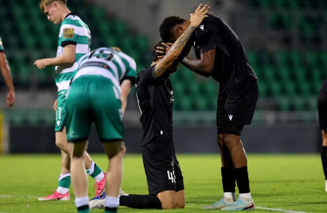 UEFA Champions League Second Qualifying Round Second Leg, Tallaght Stadium, Dublin 28 7 2026 Shamrock Rovers vs Ararat Armenia Ararat Armenia s Bruno Wilson and Junior Bueno celebrate after the match Bruno Wilson and Junior Bueno celebrate after the match 28 7 2026  Copyright: xx RB2_0173