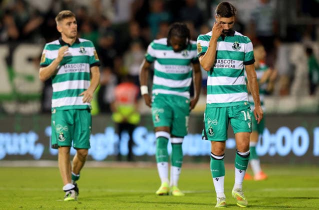 UEFA Champions League Second Qualifying Round Second Leg, Tallaght Stadium, Dublin 28 7 2026 Shamrock Rovers vs Ararat Armenia Shamrock Rovers Daniel Mandroiu dejected after the match Daniel Mandroiu dejected after the match 28 7 2026  Copyright: xx RB2_0740