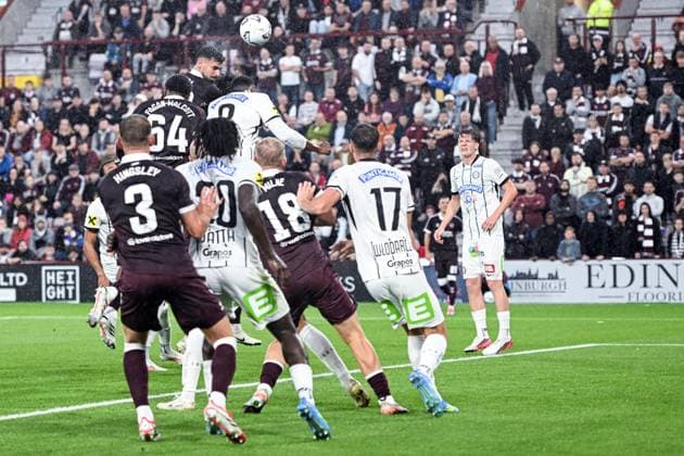 Heart of Midlothian v SK Sturm Graz UEFA Champions League Claudio Braga of Heart of Midlothian headers the ball toward goal during the UEFA Champions League Second Qualifying Round Second Leg match at Tynecastle Park, Edinburgh 28 07 2026 UK Newspapers OUT Copyright: xJamiexJohnstonx FIL-23685-0074