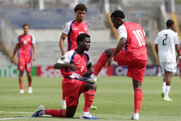 CONCACAF U-20 Championship: Haiti - Cuba Elikenson Jean (L) and Franco Celestin (R) of Haiti celebrate a goal during a CONCACAF U-20 Championship match between Haiti and Cuba played at the Universitario Stadium in Puebla, Mexico, 28 July 2026. Puebla Mexico  Copyright: xHildaxRiosx