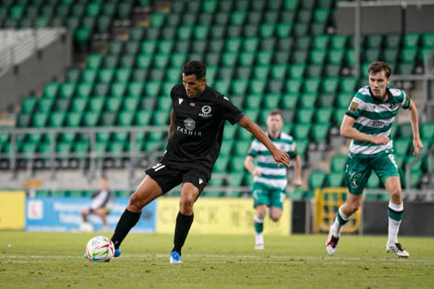 Sandro Lima seen during UEFA Champions League second round qualifying game between teams of Shamrock Rovers and FC Ararat-Armenia (Maria Eduarda Lopes Sebold Ball Raw Images) Dublin Tallaght Stadium Ireland Copyright: xMariaxEduardaxLopesxSeboldx maria_eduarda_lopes_shamrock_arat_2627-45