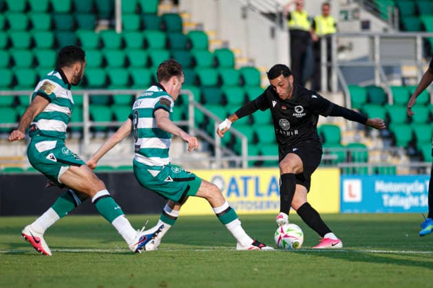 Players of both teams seen during UEFA Champions League second round qualifying game between teams of Shamrock Rovers and FC Ararat-Armenia (Maria Eduarda Lopes Sebold Ball Raw Images) Dublin Tallaght Stadium Ireland Copyright: xMariaxEduardaxLopesxSeboldx maria_eduarda_lopes_shamrock_arat_2627-20