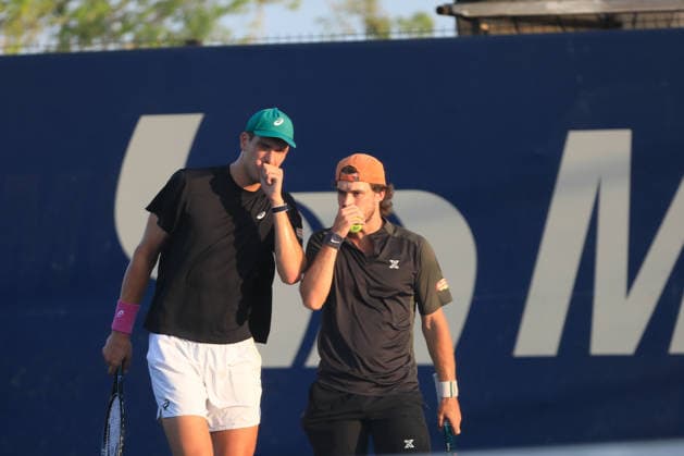 LOS CABOS TENNIS OPEN 2026 LOS CABOS TENNIS OPEN 2026 EVAN KING ROBERT GALLOWAY VS FINN REYNOLDS JAMES WATT 28072026 LOS CABOS, MEXICO. Action photo of Finn Reynolds and James Watt of Australia, during a match at the Los Cabos Tennis Open 2026 at the Cabo Sports Complex in Baja California, Mexico. Foto de accion de Finn Reynolds y James Watt de Australia, durante juego del Los Cabos Tennis Open 2026 celebrado en el Cabo Sports Complex en Baja California, Mexico. PHOTO BY IMAGENSHOP AGENCIA FOTOGRAFICA LOS CABOS BAJA CALIFORNIA MEXICO *** LOS CABOS TENNIS OPEN 2026 LOS CABOS TENNIS OPEN 2026 EVAN KING ROBERT GALLOWAY VS FINN REYNOLDS JAMES WATT 07 28 2026 LOS CABOS, MEXICO Action photo of Finn Reynolds and James Watt of Australia during a match at the 2026 Los Cabos Tennis Open at the Cabo Sports Complex in Baja California, Mexico Action photo of Finn Reynolds and James Watt of Australia, during a match at the 2026 Los Cabos Tennis Open held at the Cabo Sports Complex in Baja California, Mexico PHOTO BY IMAGENSHOP PHOTO AGENCY LOS CABOS BAJA CALIFORNIA MEXICO Copyright: xIMAGENSHOPxAGENCIAxFOTOGRAFICAx