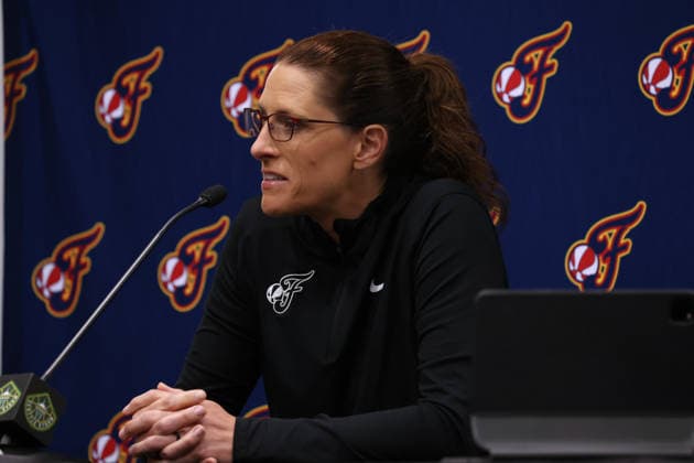 July 28, 2026, Seattle, Washington, USA: Indiana Fever head coach STEPHANIE WHITE speaks at the pre-game conference for the WNBA, Basketball Damen, USA match between the Seattle Storm and Indiana Fever at Climate Pledge Arena in Seattle. Seattle USA - ZUMAd218 20260728_zsp_d218_007 Copyright: xRichardxDizonx