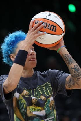 July 28, 2026, Seattle, Washington, USA: Seattle Storm guard NATISHA HIEDEMAN (2) warms-up prior to the WNBA, Basketball Damen, USA match between the Seattle Storm and Indiana Fever at Climate Pledge Arena in Seattle. WNBA 2026: Indiana 105:95 Seattle  - ZUMAd218 20260728_zsp_d218_004 Copyright: xRichardxDizonx