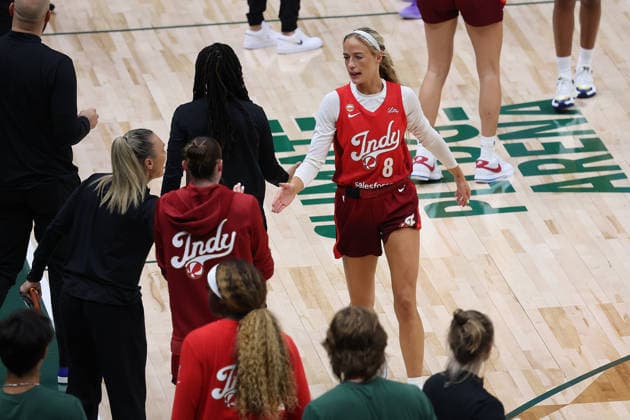 July 28, 2026, Seattle, Washington, USA: Indiana Fever guard SOPHIE CUNNINGHAM (8) reacts going into a timeout in the second quarter of the WNBA, Basketball Damen, USA match between the Seattle Storm and Indiana Fever at Climate Pledge Arena in Seattle. WNBA 2026: Indiana 105:95 Seattle  - ZUMAd218 20260728_zsp_d218_031 Copyright: xRichardxDizonx