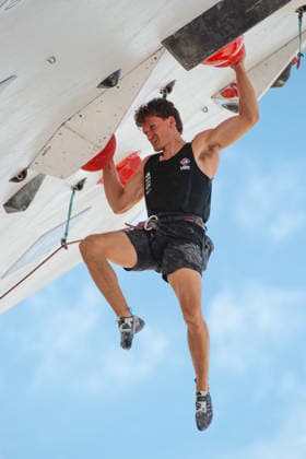 July 28, 2026, Salt Lake City, Utah, USA: Tokyo Olympic Climbing silver medalist NATHANIEL COLEMAN holds a cut loose on the men s semi final route Lead Finals Wrap Up In World Climbing Pan America Series 2026  - ZUMAs381 20260728_znp_s381_003 Copyright: xAndrewxSzakmeisterx