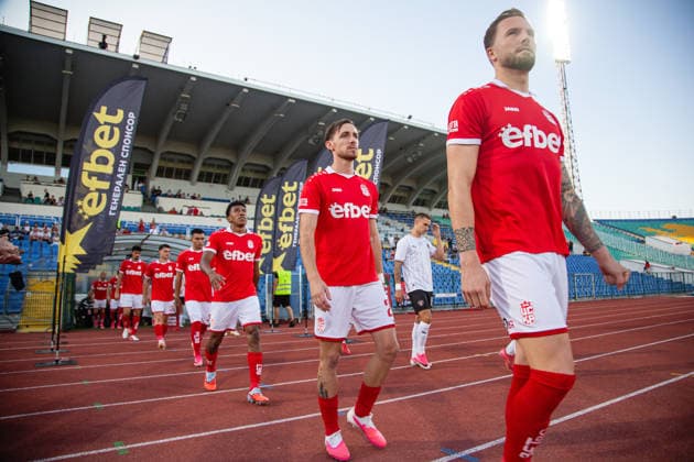 IPA87081083 - CSKA 1948 players take the field before the Conference League qualifying match between FC CSKA 1948 and Spartak Trnava at Vasil Levski Stadium in Sofia, Bulgaria, on July 28, 2026  Copyright: xIvanxSxIvanov IPAxSportx xx 87081083