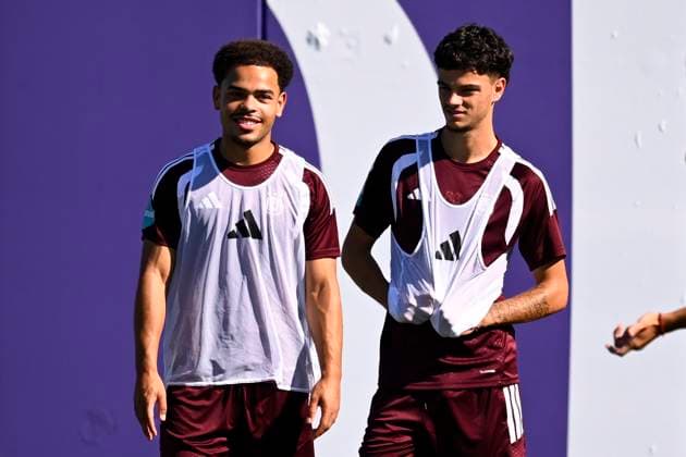 RSC Anderlecht v Hammarby IF - UEFA Europa League Media Activities 29 07 2026 NEERPEDE, BELGIUM - JULY 29 : Stroeykens Mario midfielder of RSC Anderlecht, Degreef Tristan midfielder of RSC Anderlecht pictured during a training session ahead of the UEFA Europa League 2026 27 second qualifying round second leg between RSC Anderlecht and Hammarby IF on July 29, 2026 in Neerpede, Belgium, 29 07 2026 Neerpede Belgium  Copyright: xTomasxSiskx