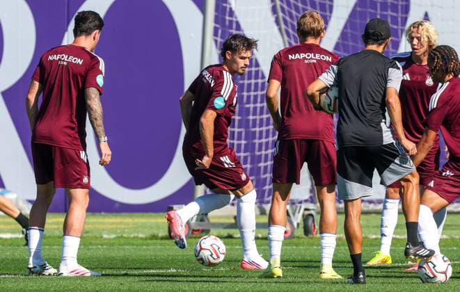 Anderlecht s Lukas Ambros pictured in action during a training session of Belgian RSC Anderlecht, Wednesday 29 July 2026 in Brussels, in preparations of the second leg of the second qualifying round for the UEFA Europa League against Swedish Hammarby IF. VIRGINIExLEFOUR  x182290228x