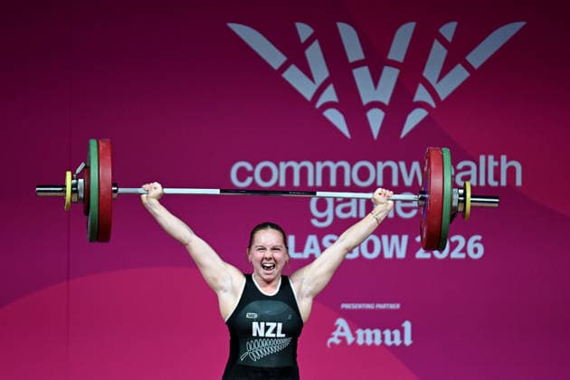 COM26 WEIGHTLIFTING, Georgia Theron of New Zealand competes in the Women™s 77kg Weightlifting during the Glasgow 2026 Commonwealth Games at the SEC Armadillo in Glasgow, Scotland, Wednesday, July 29, 2026. ( NO ARCHIVING, EDITORIAL USE ONLY Glasgow Scotland United Kingdom  Copyright: xLUKASxCOCHx 20260729118352387848