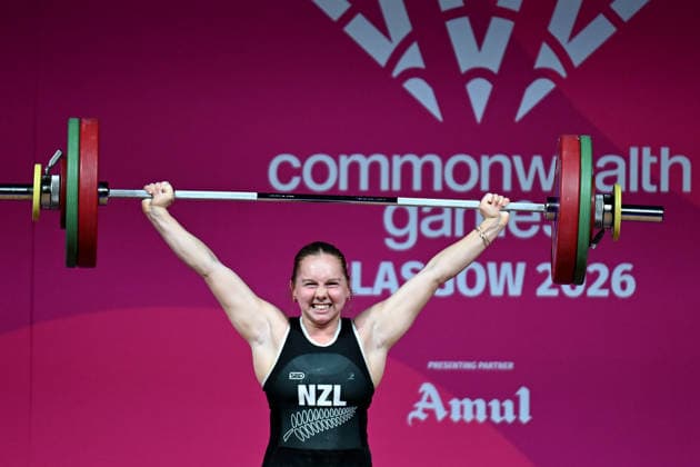 COM26 WEIGHTLIFTING, Georgia Theron of New Zealand competes in the Women™s 77kg Weightlifting during the Glasgow 2026 Commonwealth Games at the SEC Armadillo in Glasgow, Scotland, Wednesday, July 29, 2026. ( NO ARCHIVING, EDITORIAL USE ONLY Glasgow Scotland United Kingdom  Copyright: xLUKASxCOCHx 20260729159139404912