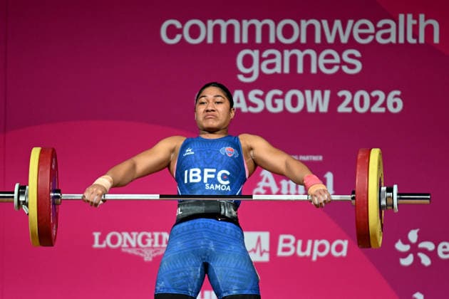 COM26 WEIGHTLIFTING, Seine Stowers of Samoa competes in the Women™s 77kg Weightlifting during the Glasgow 2026 Commonwealth Games at the SEC Armadillo in Glasgow, Scotland, Wednesday, July 29, 2026. ( NO ARCHIVING, EDITORIAL USE ONLY Glasgow Scotland United Kingdom  Copyright: xLUKASxCOCHx 20260729156603106600