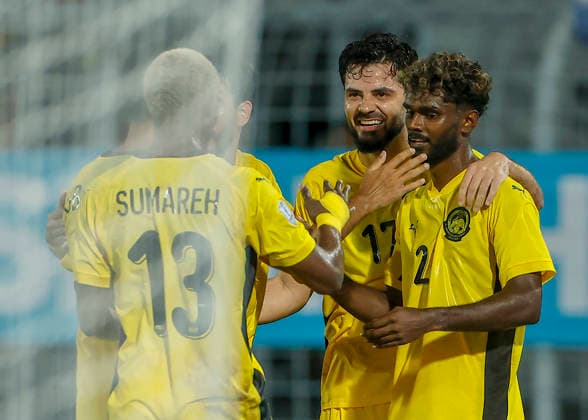 July 28, 2026, Kuala Lumpur, Malaysia: Jimmy Raymond of Malaysia (R) celebrates with teammates during the ASEAN Hyundai Cup 2026 match between Malaysia and Laos at Kuala Lumpur Football Stadium, Cheras. Final score; Malaysia 4:0 Laos. ASEAN Hyundai Cup 2026 Malaysia Vs Laos In Kuala Lumpur, Malaysia - 28 Jul 2026  - ZUMAs197 20260728_aaa_s197_295 Copyright: xWongxFokxLoyx