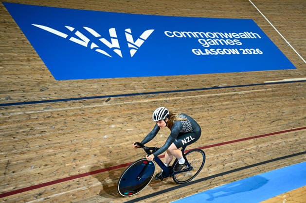 Glasgow 2026 Commonwealth Games Picture by Olly Hassell SWpix.com - 29 07 2026 - Glasgow 2026 Commonwealth Games - Track cycling, Rad, Radsport, Bahnrad, Bahn and Para Track Cycling - Sir Chris Hoy Velodrome, Glasgow, Scotland - Training - Ellesse Andrews of New Zealand Copyright: x xSWpix.comx(t axPhotographyxHubxLtd)xOllyxHassell SWpix.comx SWP-3419-0001