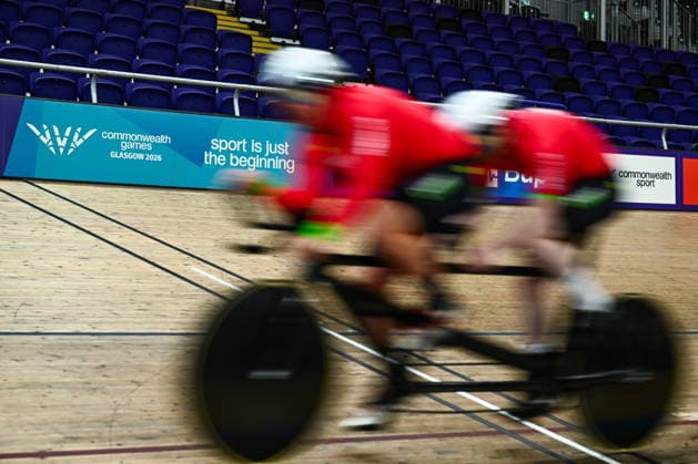 Glasgow 2026 Commonwealth Games Picture by Olly Hassell SWpix.com - 29 07 2026 - Glasgow 2026 Commonwealth Games - Track cycling, Rad, Radsport, Bahnrad, Bahn and Para Track Cycling - Sir Chris Hoy Velodrome, Glasgow, Scotland - Training - Wales Copyright: x xSWpix.comx(t axPhotographyxHubxLtd)xOllyxHassell SWpix.comx SWP-3419-0009