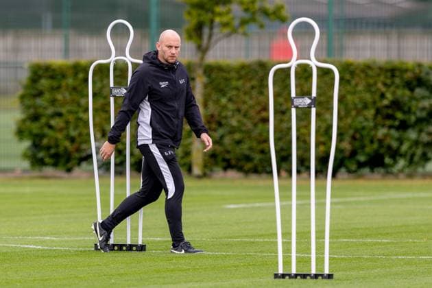 David Gray manager of Hibernian during a training session ahead of the clash with KF Malisheva Hibernian Training, Football, Hibernian Training Centre, Edinburgh, Scotland, UK - 29 Jul 2026Edinburgh Hibernian Training Centre Scotland United Kingdom EDITORIAL USE ONLY No use with unauthorised audio, video, data, fixture lists, club league logos or live services. Online in-match use limited to 120 images, no video emulation. No use in betting, games or single club league player publications.  Copyright: xAlanxRennie Shutterstockx 17016053k
