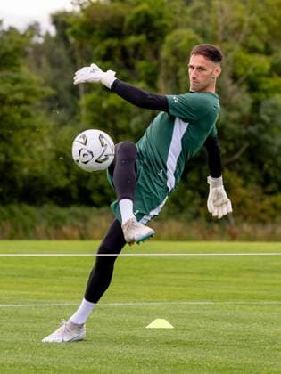 Raphael Sallinger of Hibernian during a training session ahead of the clash with KF Malisheva Hibernian Training, Football, Hibernian Training Centre, Edinburgh, Scotland, UK - 29 Jul 2026Edinburgh Hibernian Training Centre Scotland United Kingdom EDITORIAL USE ONLY No use with unauthorised audio, video, data, fixture lists, club league logos or live services. Online in-match use limited to 120 images, no video emulation. No use in betting, games or single club league player publications.  Copyright: xAlanxRennie Shutterstockx 17016053e