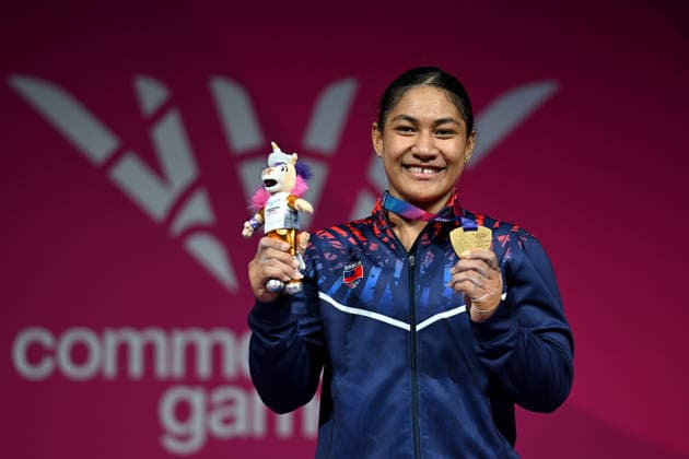 COM26 WEIGHTLIFTING, Seine Stowers of Samoa celebrates after winning the Gold Medal in the Women™s 77kg Weightlifting during the Glasgow 2026 Commonwealth Games at the SEC Armadillo in Glasgow, Scotland, Wednesday, July 29, 2026. ( NO ARCHIVING, EDITORIAL USE ONLY Glasgow Scotland United Kingdom  Copyright: xLUKASxCOCHx 20260729160005833359