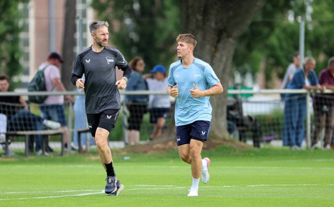 Fitnesstrainer Hendrik Vieth, Gustav Christensen Fußball Fussball Saison 2026 2027 2.Bundesliga Herren DFL 29.07.2026 Training Hertha BSC Berlin DFL regulations prohibit any use of photographs as image sequences and or quasi-video. *** Fitness Trainer Hendrik Vieth, Gustav Christensen Sport Soccer 2026–2027 Season 2. Bundesliga Men s DFL July 29, 2026 Training Hertha BSC Berlin DFL regulations prohibit any use of photographs as image sequences and or quasi-video