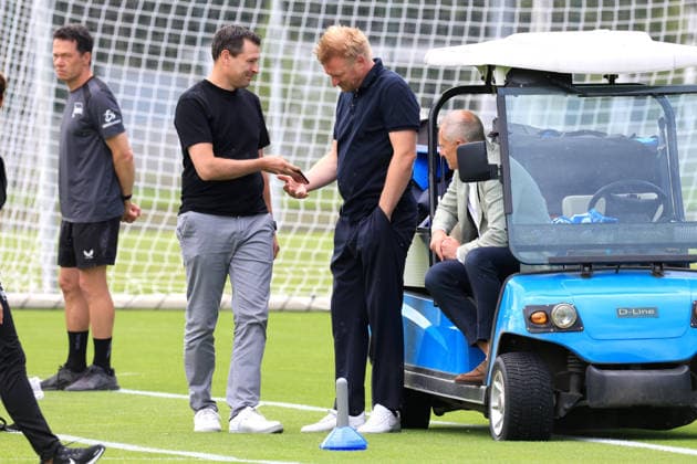 29.07.2026, DEU GER, Fussball , 2.Fussballbundesliga 2026 2027 (im Ligabetrieb zusätzlich: Spieltag, Saison 20xx 20xx), Berliner Olympiastadion, Hertha BSC, Training Benjamin Weber (Sportdirektor, Hertha BSC Berlin), Dr. Peter Goerlich - Geschaeftsfuehrung 2. Liga: DFB DFL regulations prohibit any use of photographs as image sequences and or quasi-video) Nordphoto Berlin Sportforum Berlin Deutschland *** July 29, 2026, Germany, Soccer, 2026–2027 Bundesliga 2, additional matchday in the league schedule, 20xx–20xx season, Berlin Olympic Stadium, Hertha BSC, Training: Benjamin Weber, Sports Director, Hertha BSC Berlin, Dr. Peter Goerlich, Management, 2nd Division, DFB DFL regulations prohibit any use of photographs as image sequences and or quasi-video, Nordphoto Berlin, Sportforum Berlin, Germany Copyright: xNordphotox xEnglerx