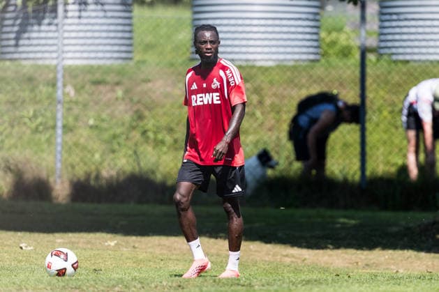 ST. JOHANN IN TIROL, AUSTRIA - JULY 29: Gideon Mensah (1. FC Koeln, 14) training individually during a training session at trainings camp in Kitzbuehel of season 2026 27 at Koasastadion on July 29, 2026 in St. Johann in Tirol, Austria. Austria Copyright: xSteffiexWunderlx