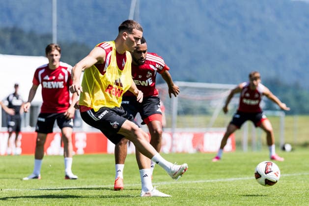 ST. JOHANN IN TIROL, AUSTRIA - JULY 29: Said El Mala (1. FC Koeln, 13) controls the ball against Linton Maina (1. FC Koeln, 37) during a training session at trainings camp in Kitzbuehel of season 2026 27 at Koasastadion on July 29, 2026 in St. Johann in Tirol, Austria. Austria Copyright: xSteffiexWunderlx