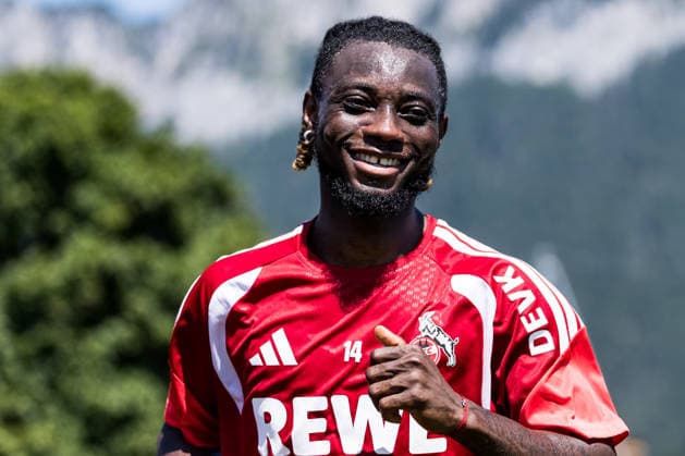ST. JOHANN IN TIROL, AUSTRIA - JULY 29: Gideon Mensah (1. FC Koeln, 14) running individual laps smiling during a training session at trainings camp in Kitzbuehel of season 2026 27 at Koasastadion on July 29, 2026 in St. Johann in Tirol, Austria. Austria Copyright: xSteffiexWunderlx