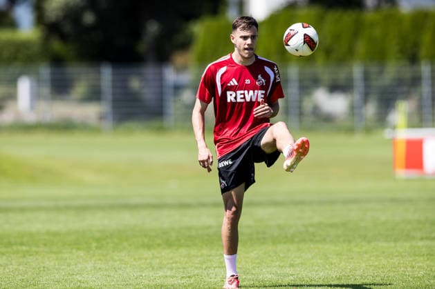 ST. JOHANN IN TIROL, AUSTRIA - JULY 29: Paul Okon-Engstler (1. FC Koeln, 23) controls the ball during a training session at trainings camp in Kitzbuehel of season 2026 27 at Koasastadion on July 29, 2026 in St. Johann in Tirol, Austria. Austria Copyright: xSteffiexWunderlx