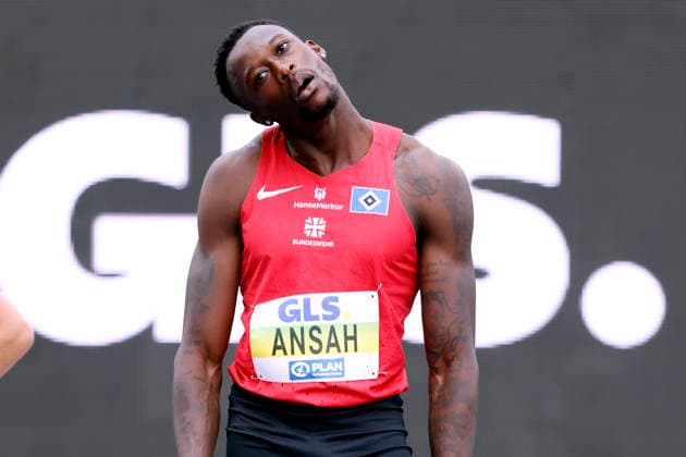 ANSAH Owen 100m der Maenner Deutscher Meister DLV Deutsche LA Meisterschaften 2026 in Bochum - Wattenscheid am 25.07.2026 *** ANSAH Owen, Men s 100m German Champion, DLV German Track and Field Championships 2026 in Bochum-Wattenscheid on July 25, 2026 Copyright: xLacixPerenyix