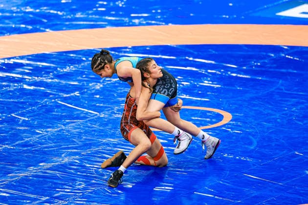 U17, U 17 Wrestling World Championships 43kg WW - Aysemin Kacan (TUR) df. Danara Dairbekova (KAZ) *** U17 Wrestling World Championships, 43 kg WW: Aysemin Kacan (TUR) defeated Danara Dairbekova (KAZ) Copyright: xUnitedxWorldxWrestlingx xAmirrezx UWW-U17-WC-BAKU-2026