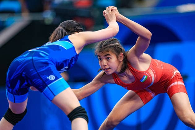 U17, U 17 Wrestling World Championships 43kg WW - Mukhlisa Masharipova (UZB) df. Sera Furuichi (JPN) *** U17 Wrestling World Championships, 43kg Open Weight: Mukhlisa Masharipova (UZB) def. Sera Furuichi (JPN) Copyright: xUnitedxWorldxWrestlingx xAmirrezx UWW-U17-WC-BAKU-2026
