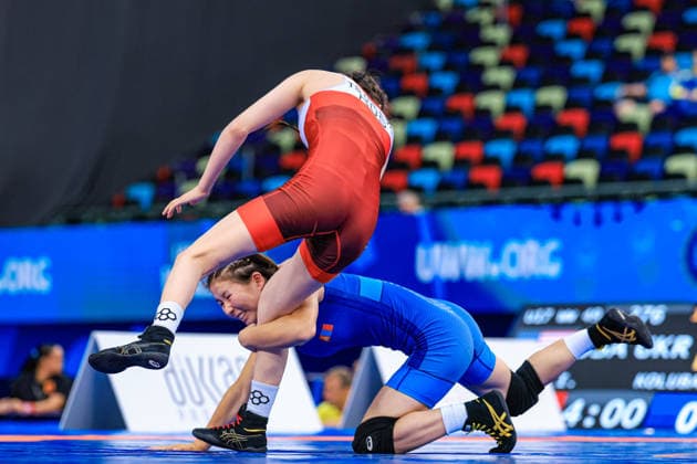 U17, U 17 Wrestling World Championships 49kg WW - Irina Tsydeeva (RUS) df. Enerel Munkhbat (MGL) *** U17 Wrestling World Championships, 49 kg, Women s Weight Class: Irina Tsydeeva (RUS) defeated Enerel Munkhbat (MGL) by fall Copyright: xUnitedxWorldxWrestlingx xAmirrezx UWW-U17-WC-BAKU-2026