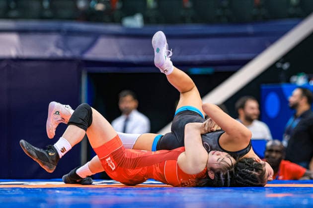 U17, U 17 Wrestling World Championships 49kg WW - Saika Uchida (JPN) df. Isabelle Alexis Si Ling Chen (CAN) *** U17 Wrestling World Championships, 49 kg WW: Saika Uchida (JPN) def. Isabelle Alexis Si Ling Chen (CAN) Copyright: xUnitedxWorldxWrestlingx xAmirrezx UWW-U17-WC-BAKU-2026