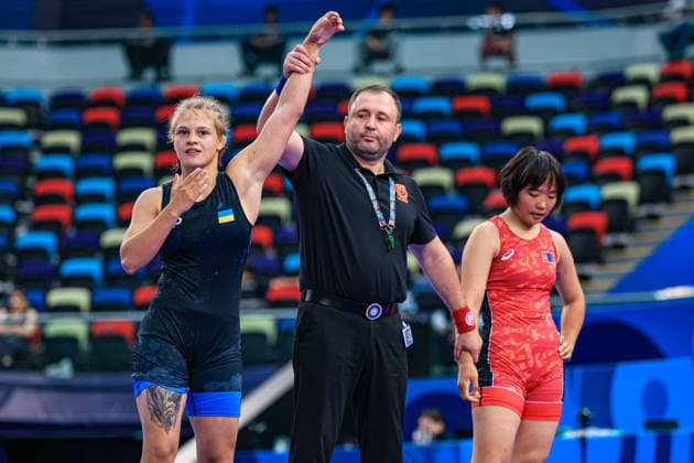 U17, U 17 Wrestling World Championships 57kg WW - Mariia Poltorak (UKR) df. Uranbayar Baljinnyam (MGL) *** U17 Wrestling World Championships, 57 kg, Women s Weight Class: Mariia Poltorak (UKR) defeated Uranbayar Baljinnyam (MGL) by fall Copyright: xUnitedxWorldxWrestlingx xAmirrezx UWW-U17-WC-BAKU-2026